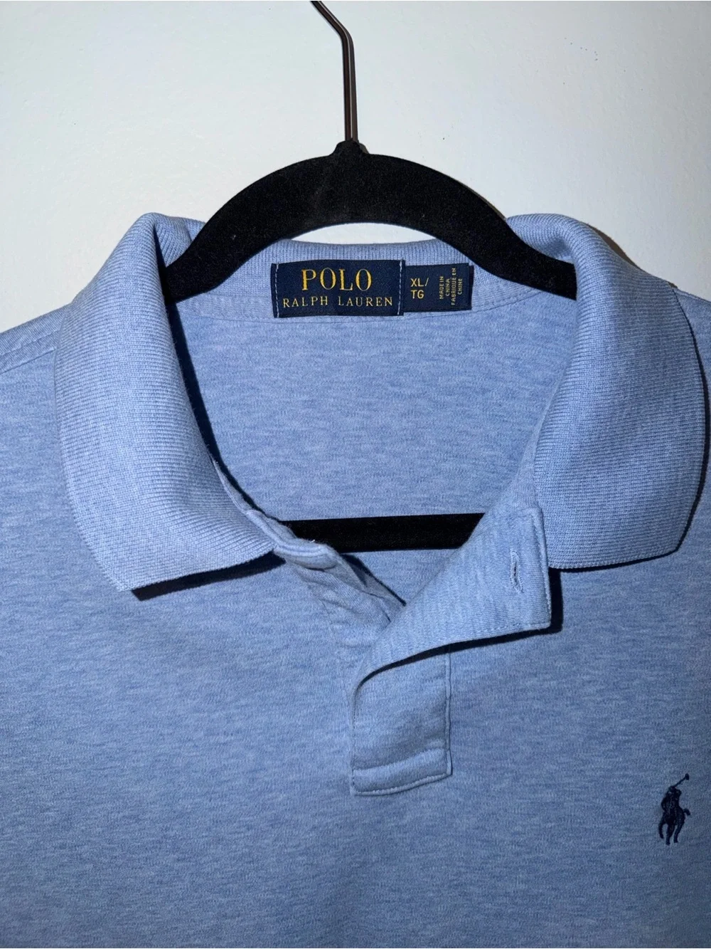 Polo by Ralph Lauren Men's Light Blue Polo with Navy Pony